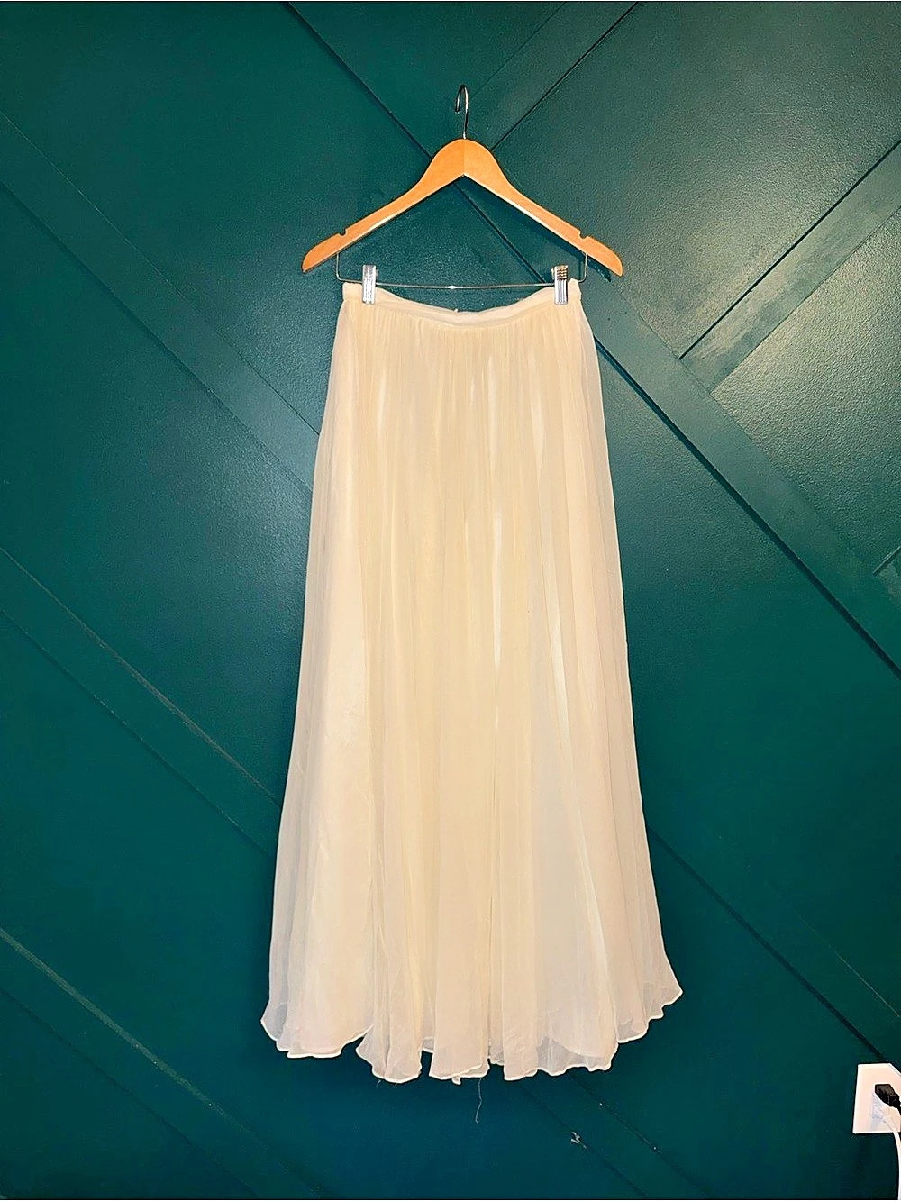 Watters Floor Length Silk Chiffon Bridal Maxi Skirt In Ivy Fully Lined Ethereal